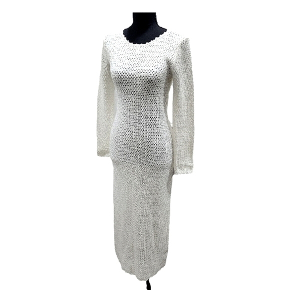 🔥 Wilfred White Maxi Knit Sweater Long Sleeve Dress Size Small - Picture 1 of 14